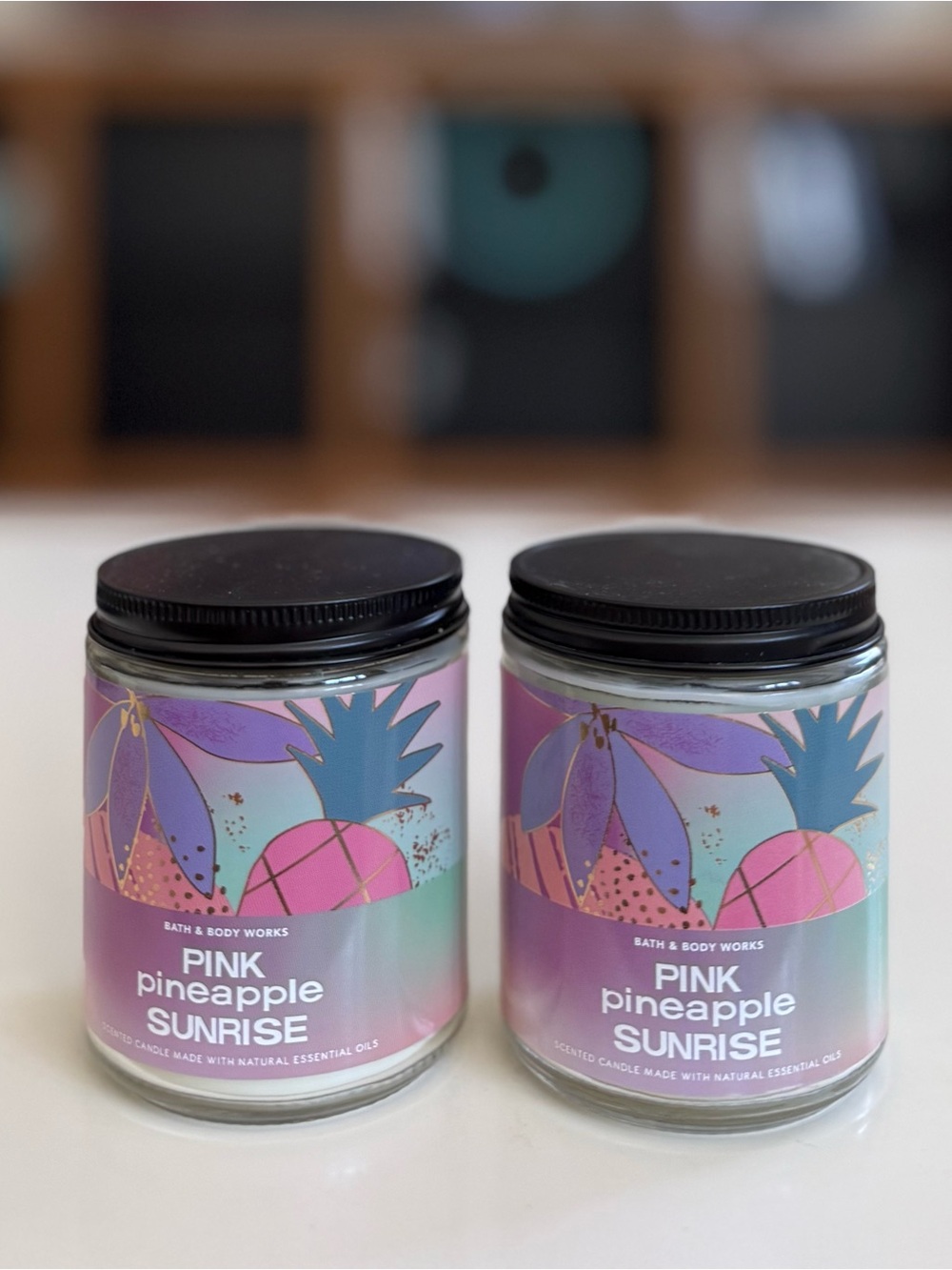 Bath & Body Works Pink Pineapple Sunrise Single Wick Candle Duo